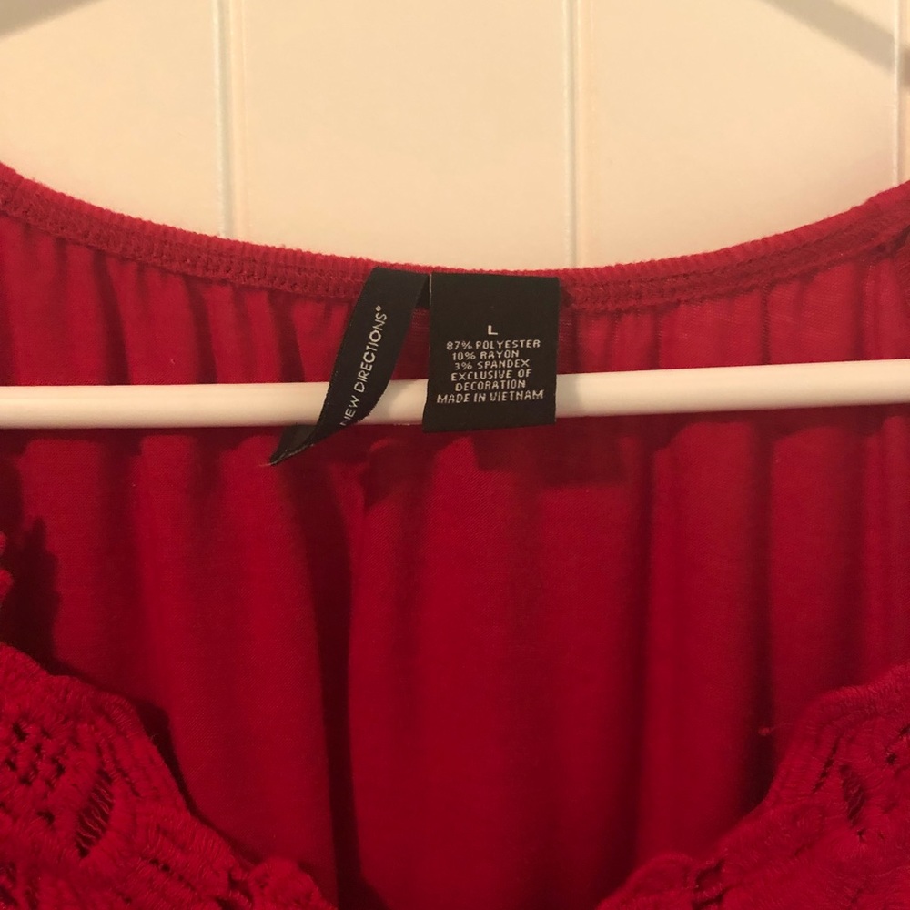 New Directions red short sleeve shirt.